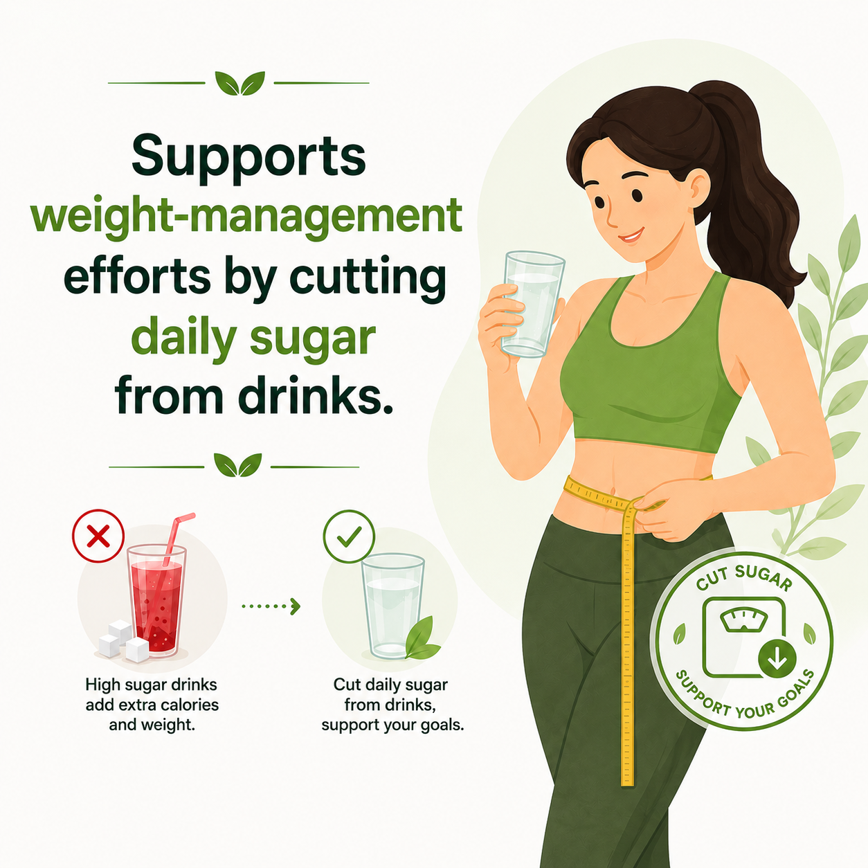 Supports weight‑management efforts by cutting daily sugar from drinks